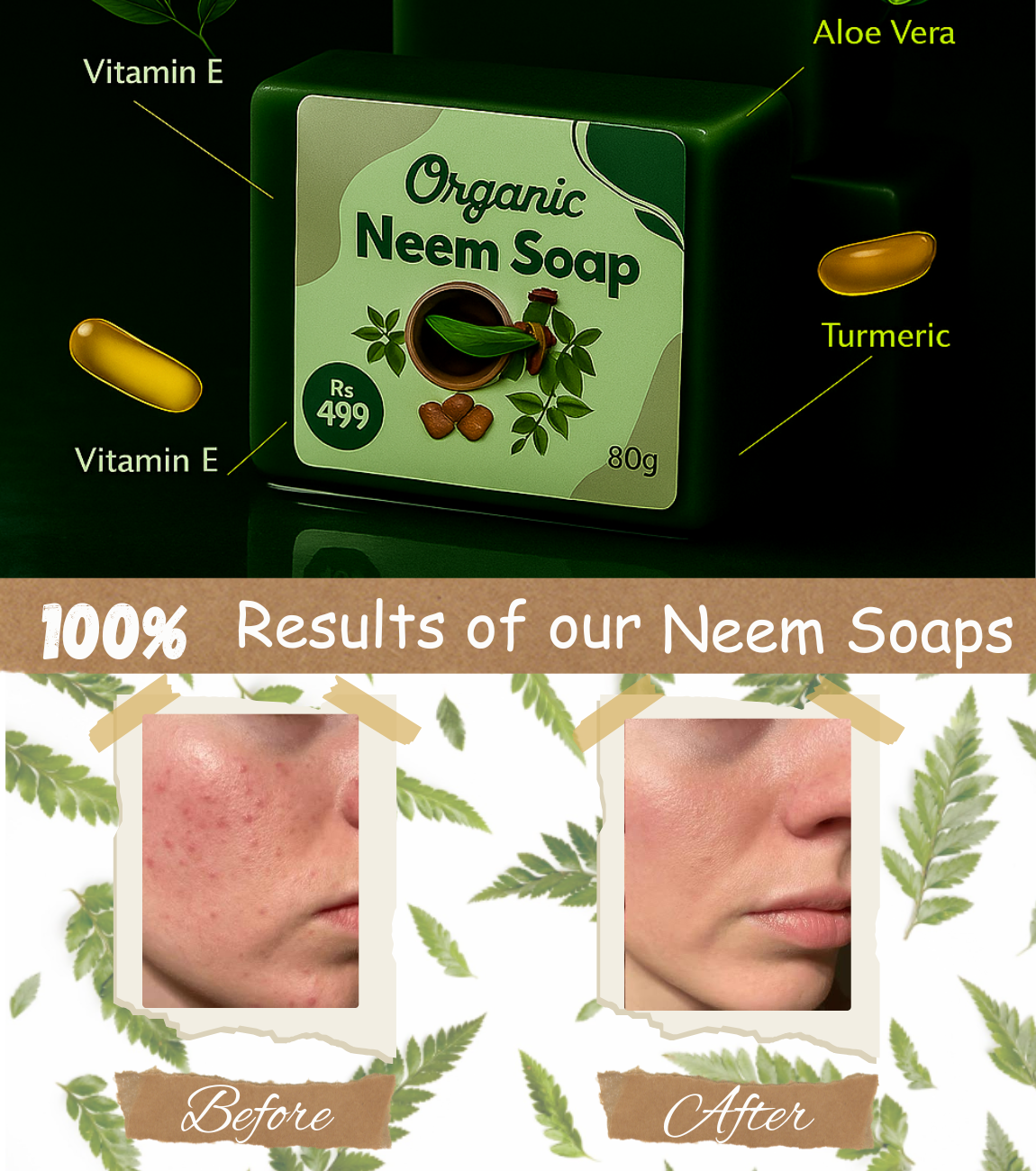 Organic Neem Soap for Acne - 100% Chemical-Free & Natural Formula for Clear Skin Organic soap hub