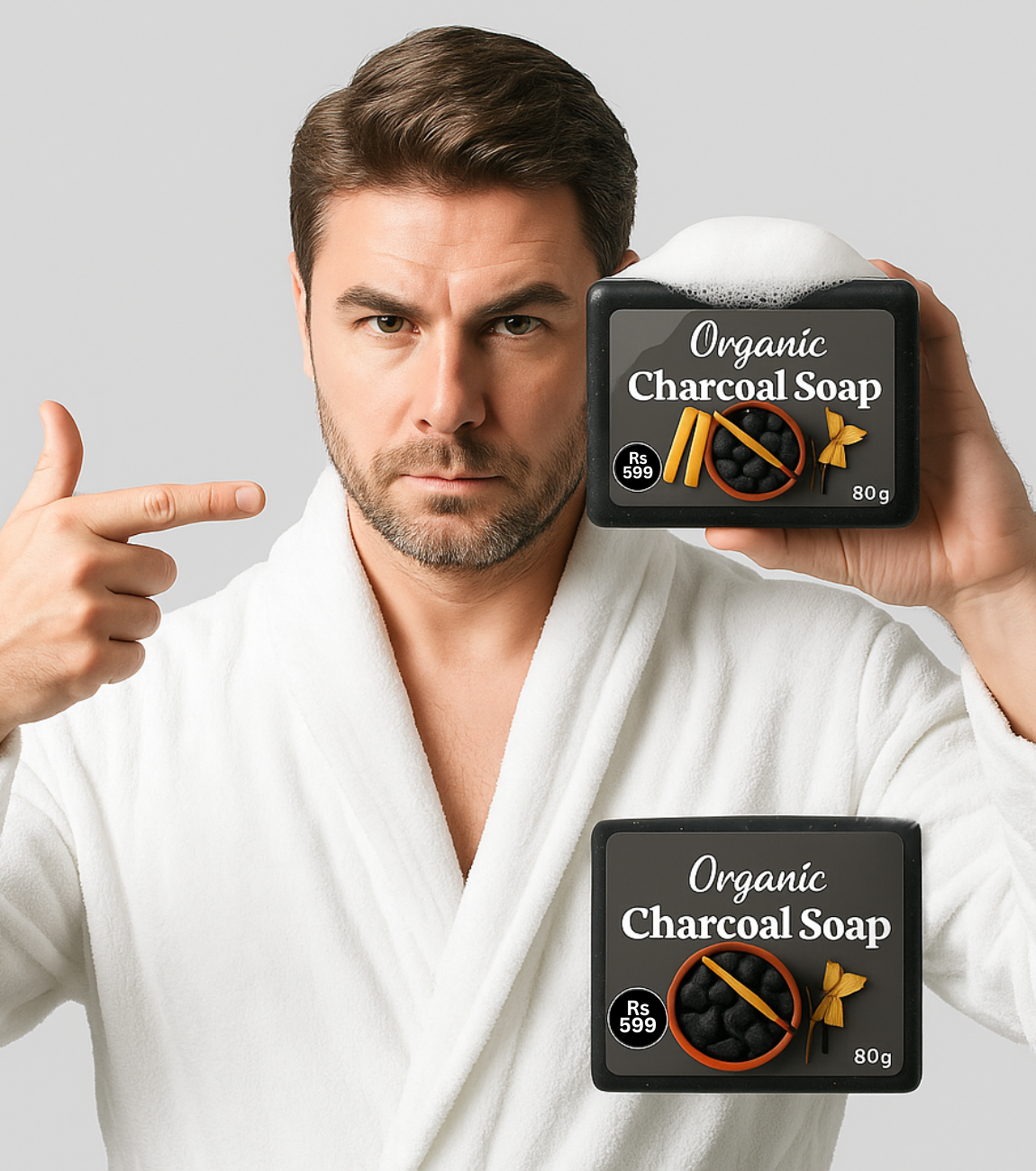 Homemade Organic Charcoal Soap - For Oily Skin & Blackhead Removal.