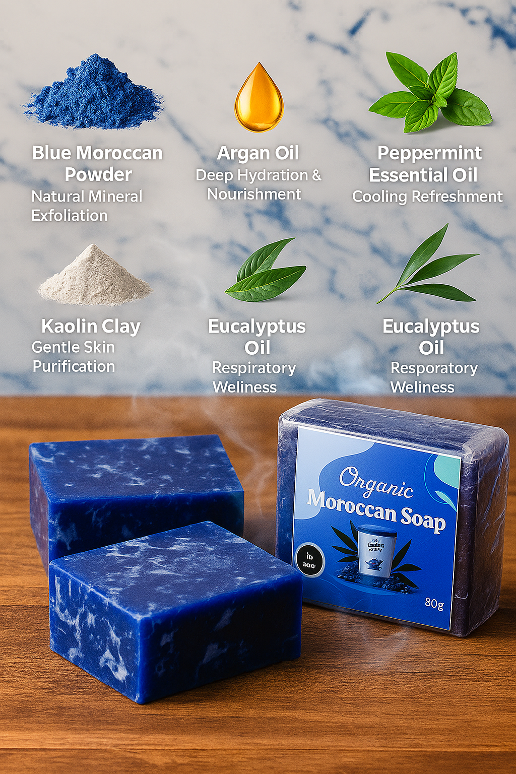 Organic Moroccan Powder Soap - Fade Dark Spots & Reduce Wrinkles - 100% Natural.